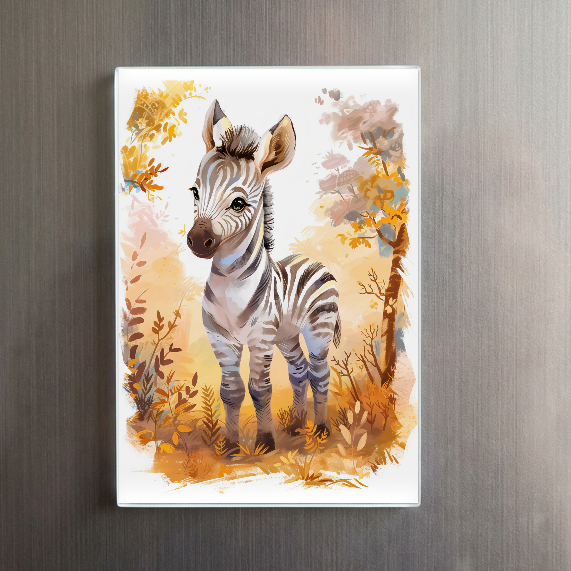 raxxa Glas-Magnet: Zebra Foal in Autumn Grassland - Imagen 2