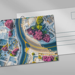 raxxa Postkarte: Greek Mountain Village Street with Bougainvillea