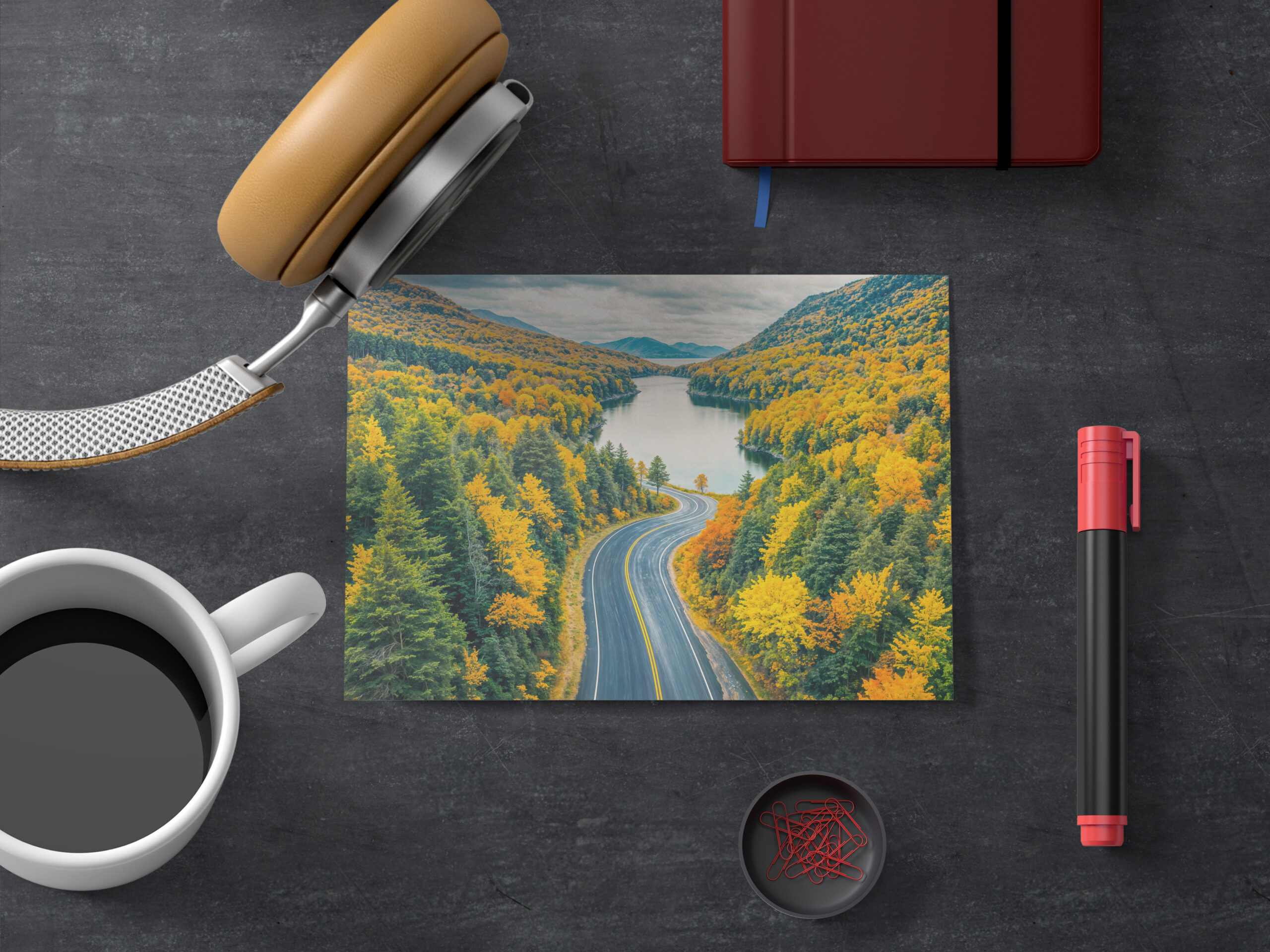 raxxa Postkarte: Streets Through Indian Summer Landscape with Lake