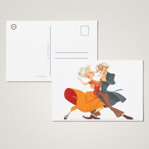 raxxa Postkarte: Elderly couple dancing gracefully in vibrant attire