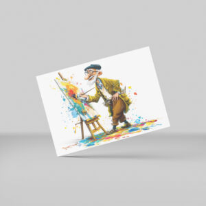 raxxa Postkarte: Humorous Elderly Man Reading Illustration