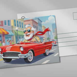 raxxa Postkarte: Grandpa driving a convertible car
