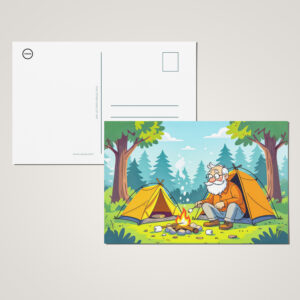 raxxa Postkarte: Grandpa camping and grilling in the wilderness