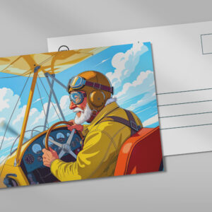 raxxa Postkarte: Grandpa flying a plane