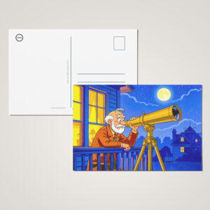 raxxa Postkarte: Grandpa Stargazing with Telescope