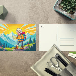 raxxa Postkarte: Grandmother Hiking Illustration