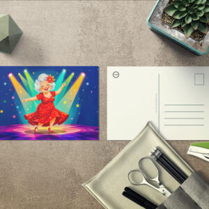 raxxa Postkarte: Grandmother Dancing on Stage Illustration
