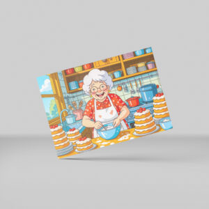 raxxa Postkarte: Grandmother Cooking Pancakes Illustration