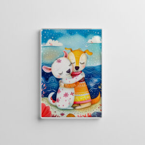 raxxa Glas-Magnet: Illustration of two dogs playing at the beach