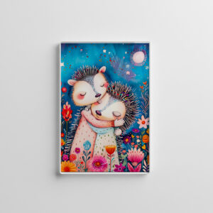raxxa Glas-Magnet: Illustration of hugging hedgehogs in forest.