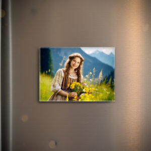 raxxa Glas-Magnet: Woman in Traditional Dress with Wildflowers