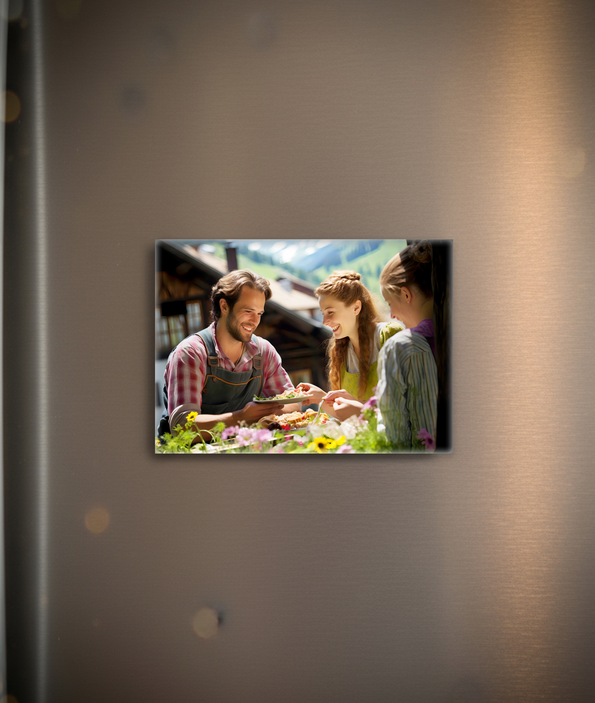 raxxa Glas-Magnet: Alpine Family Meal in Flower Garden