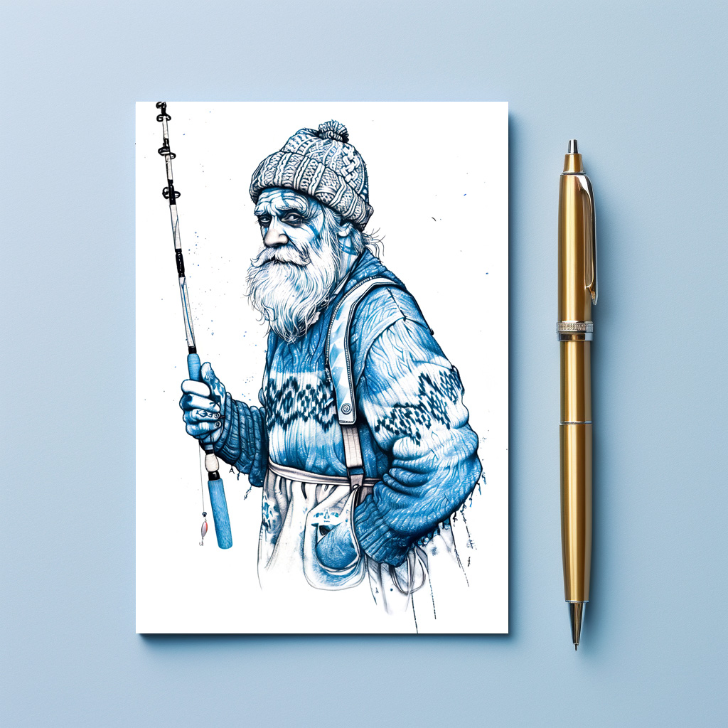 raxxa Postkarte: Elderly Sailor Standing Calm Holding Fishing Rod - immagine 3