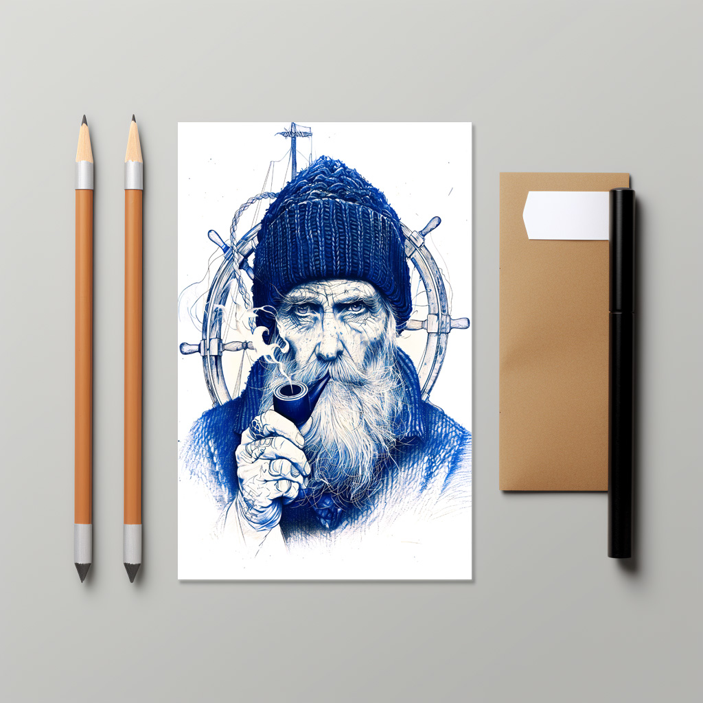 raxxa Postkarte: Sailor Steering Wooden Ship Wheel With Pipe – Bild 3