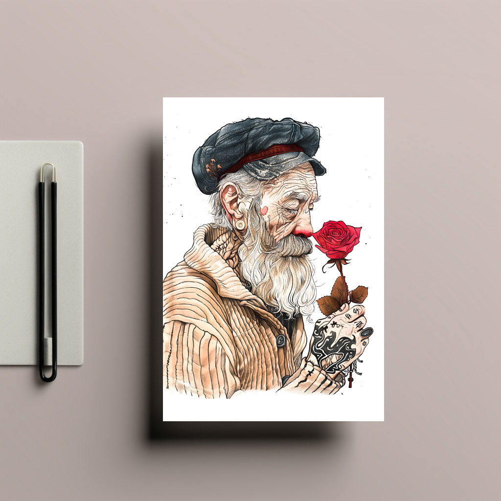 raxxa Postkarte: Sailor Holding Red Rose In Romantic Gesture