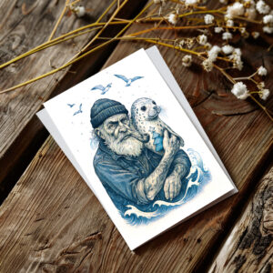 raxxa Postkarte: Elderly Sailor with Seal on Christmas