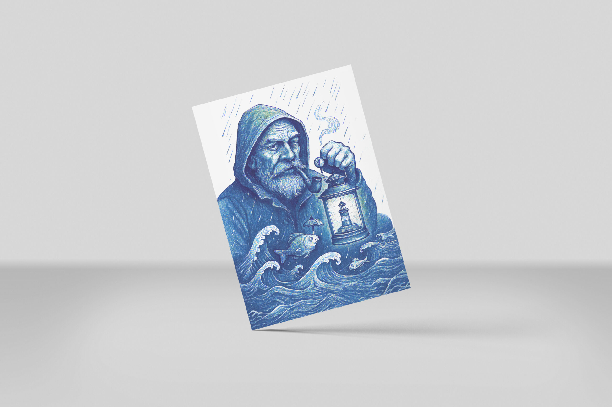 raxxa Postkarte: Sailor Holding Lantern While Fish Holds Umbrella - immagine 3