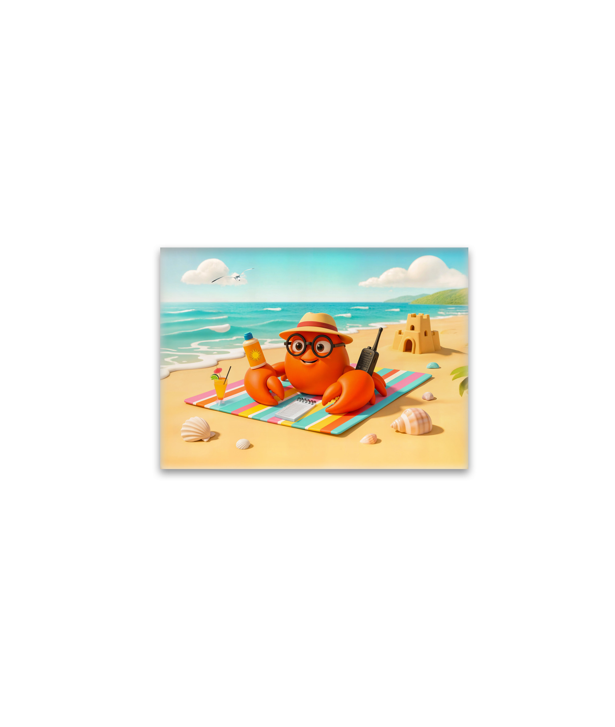 raxxa Glas-Magnet: Spy Crab Relaxing On Beach With Mission Gear