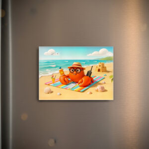 raxxa Glas-Magnet: Spy Crab Relaxing On Beach With Mission Gear