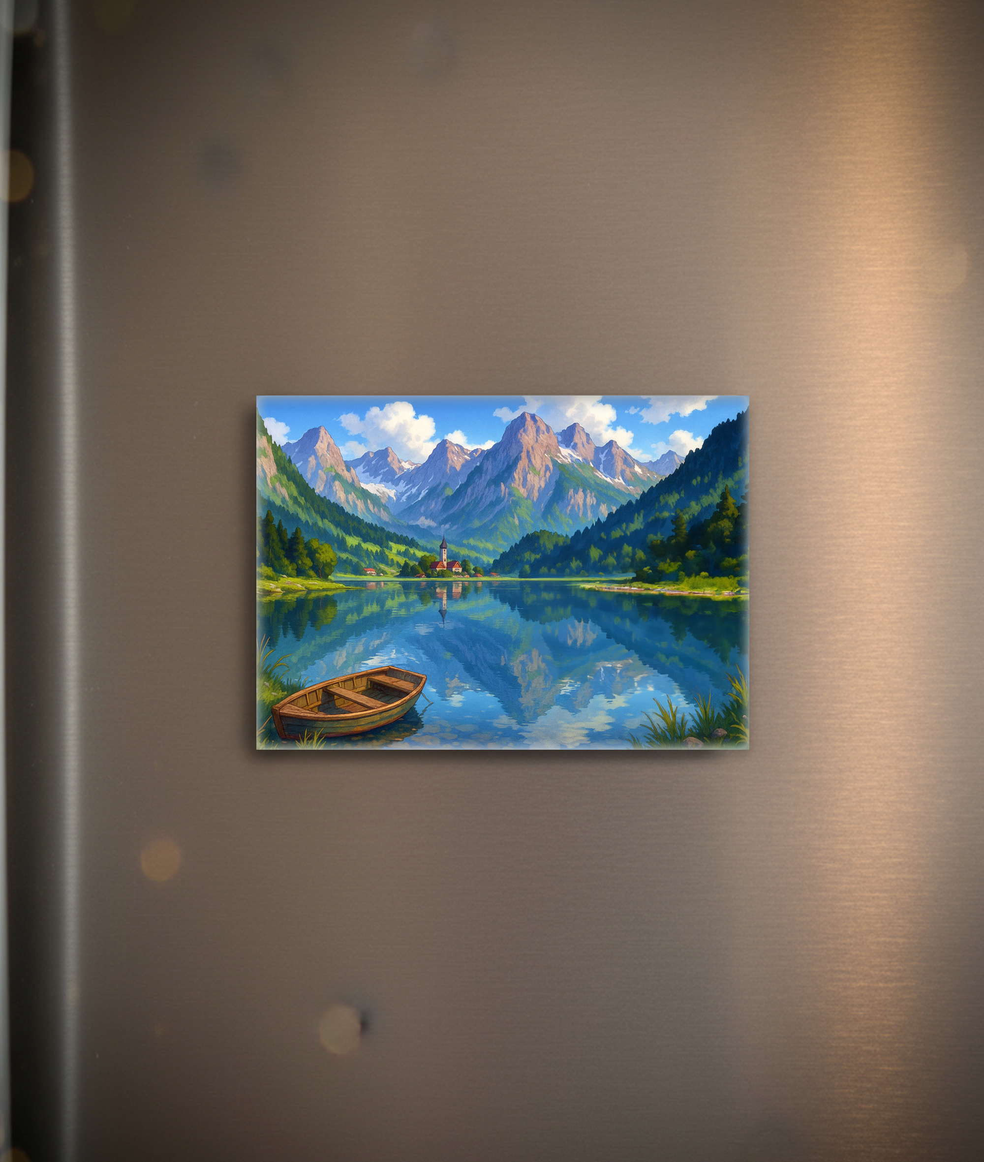 raxxa Glas-Magnet: See in den Alpen im Anime Stil