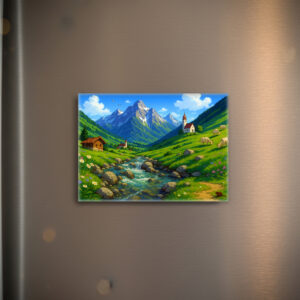 raxxa Glas-Magnet: Bachlauf in den Alpen im Anime Stil