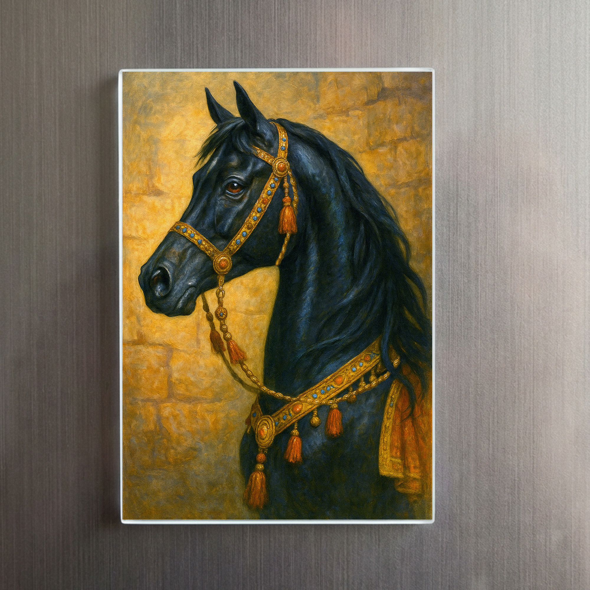 raxxa Glas-Magnet: Schwarzer arabischer Hengst in königlichem Zaumzeug – Image 2