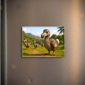 raxxa Glas-Magnet: Ausgestorbene Tiere - Neugieriger Dodo im Comic-Stil