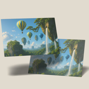 raxxa Postkarte: Heißluftballons reisen durch schwebende Inseln