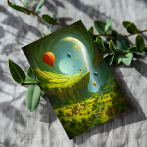 raxxa Postkarte: Tunnel-Tal mit Heißluftballons und Wasserfall