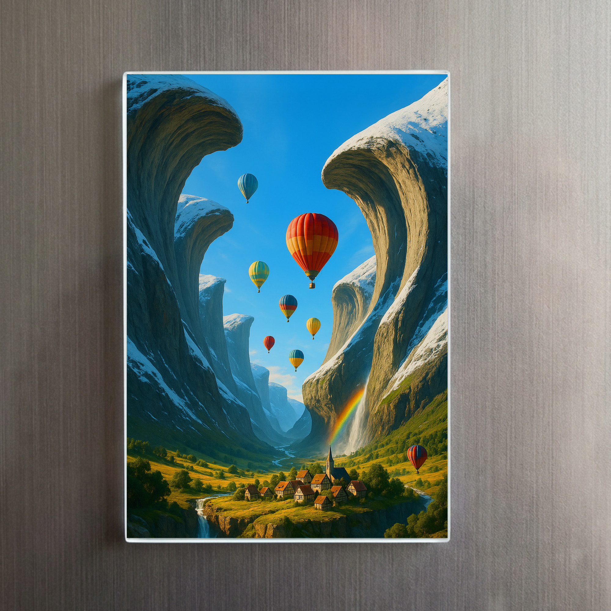 raxxa Glas-Magnet: Fantasylandschaft mit spektakulären Felswänden und Heißluftballons – Image 2
