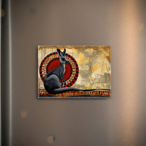 raxxa Glas-Magnet: Känguru mit Mosaikhintergrund auf Goldstruktur