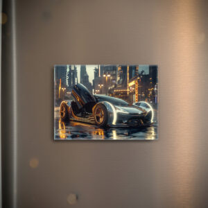 raxxa Glas-Magnet: Futuristisches Luxusauto in Neonstadt