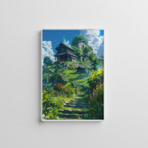 raxxa Glas-Magnet: Pfad zum Hügeldorf - Anime Stil