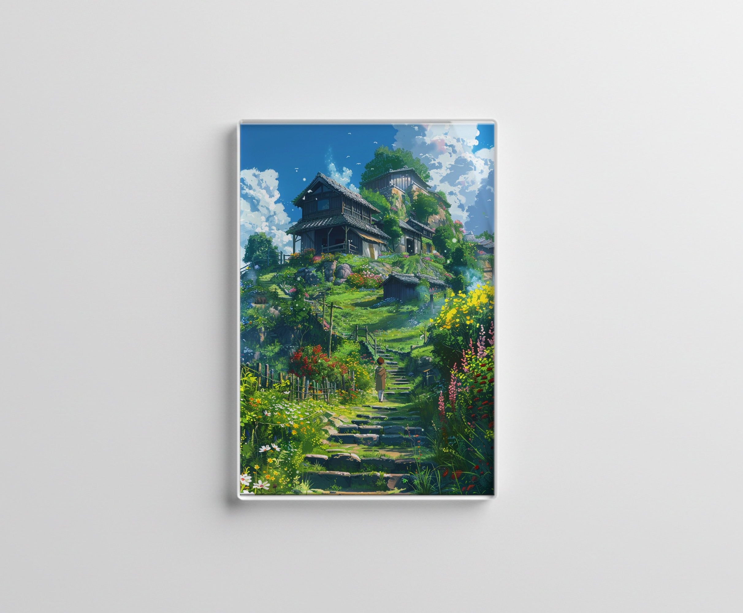 raxxa Glas-Magnet: Pfad zum Hügeldorf - Anime Stil