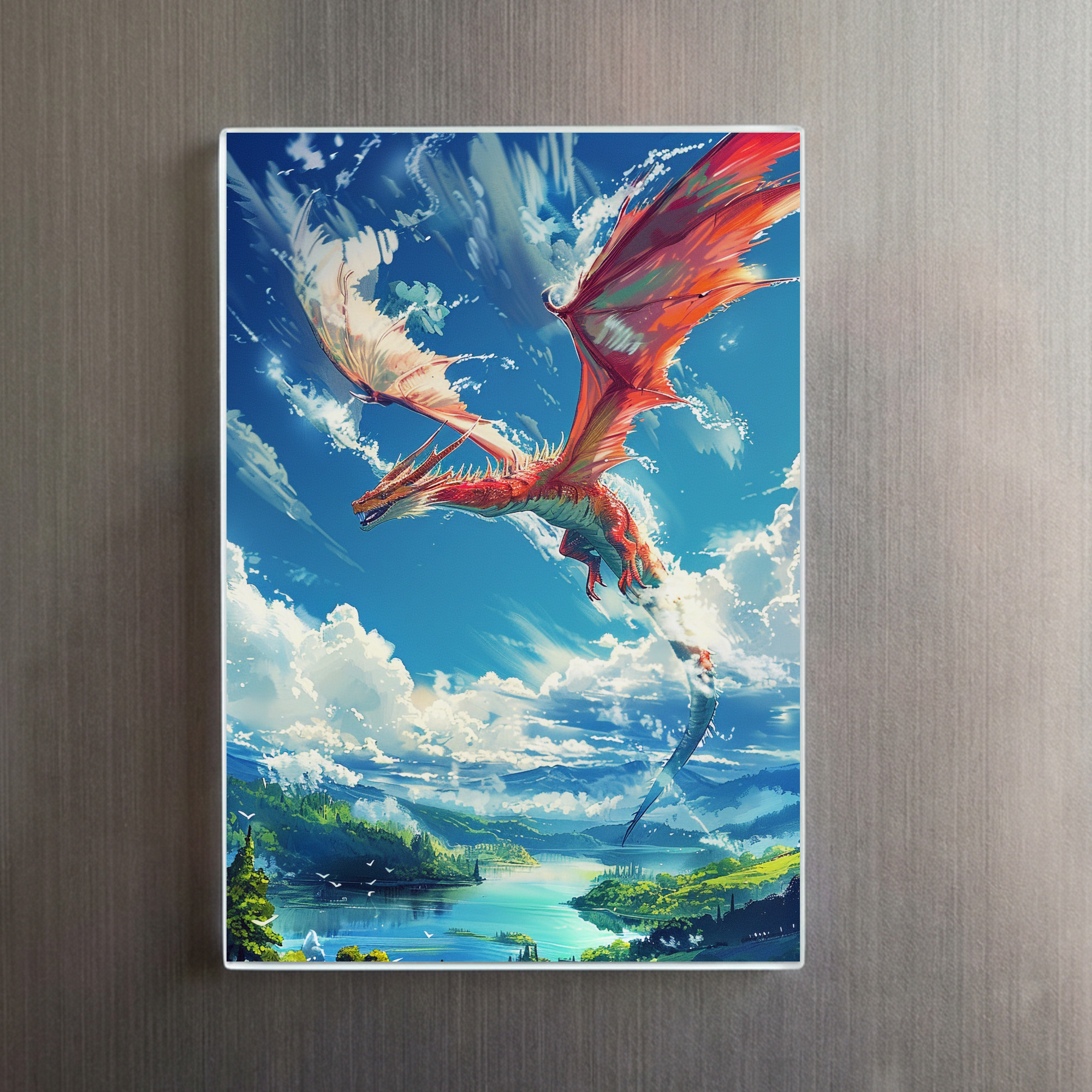 raxxa Glas-Magnet: Wächter der Himmelslande - Roter Drache im Anime Stil – Image 2