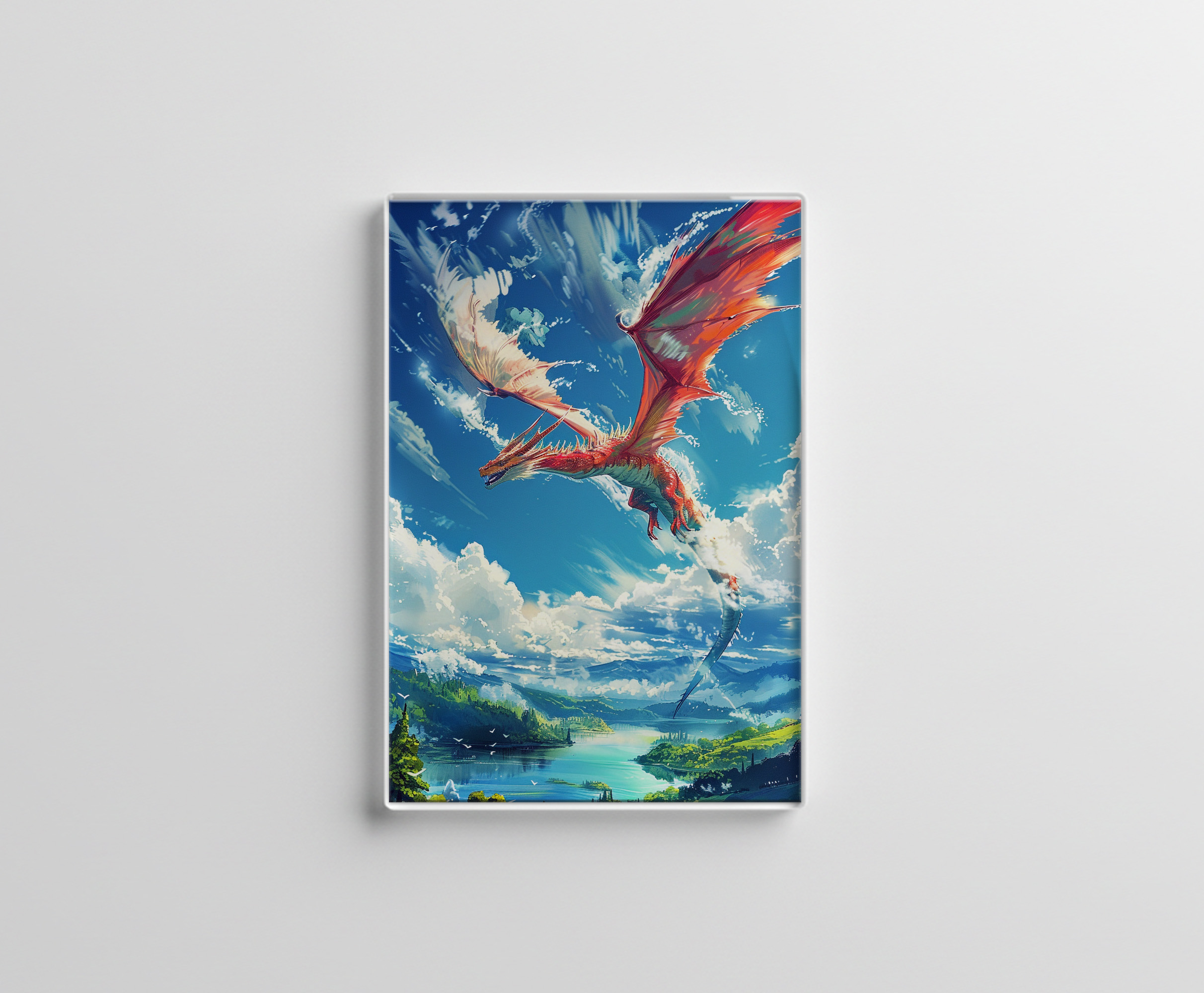 raxxa Glas-Magnet: Wächter der Himmelslande - Roter Drache im Anime Stil