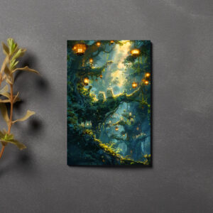 raxxa Postkarte: Waldlichter und Waldbewohner im Anime Stil