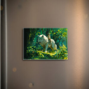 raxxa Glas-Magnet: Waldreiterin und der weiße Wolf - Anime Stil