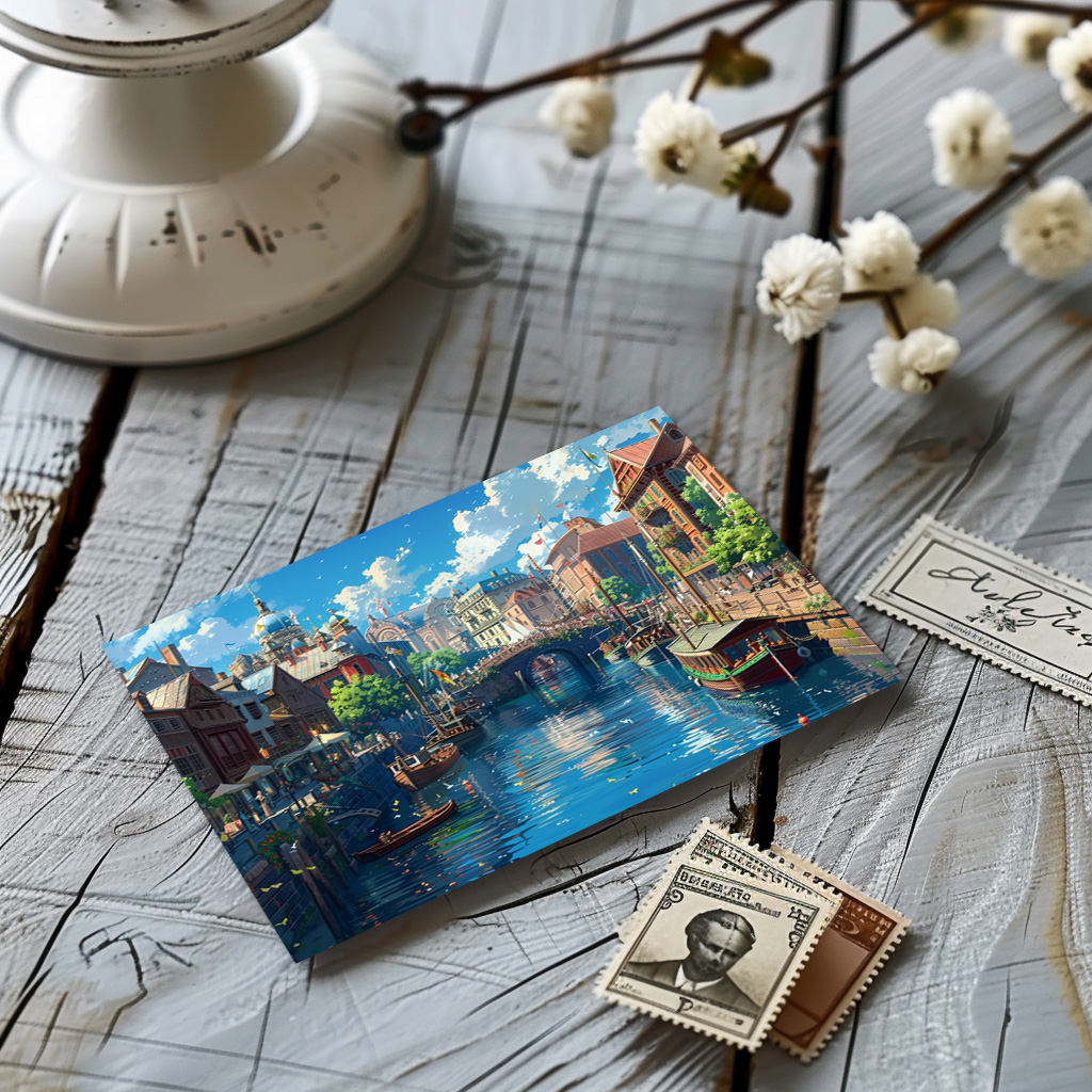 raxxa Postkarte: Sommer am Kanal - Anime Stil