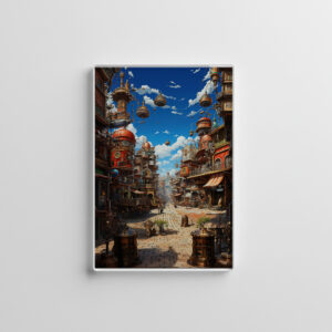 raxxa Glas-Magnet: Schwebende Türme der Zukunft - Anime Steampunk