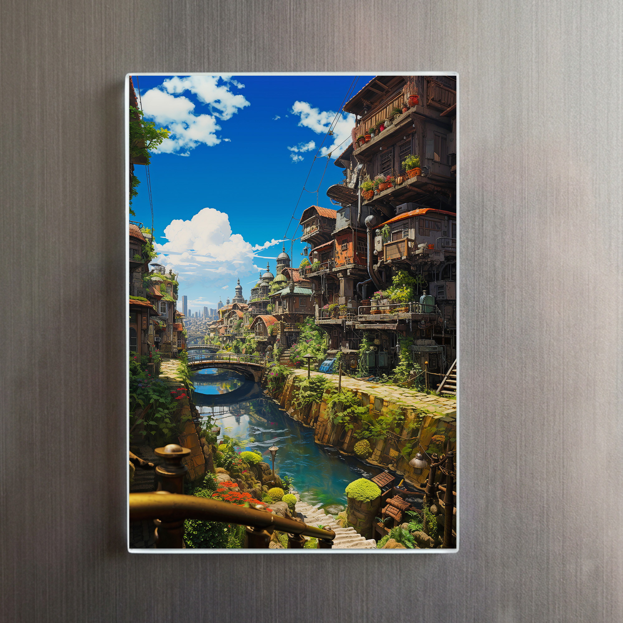 raxxa Glas-Magnet: Verwunschene Gasse am Wasserkanal - Anime Steampunk – Image 2