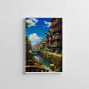 raxxa Glas-Magnet: Verwunschene Gasse am Wasserkanal - Anime Steampunk