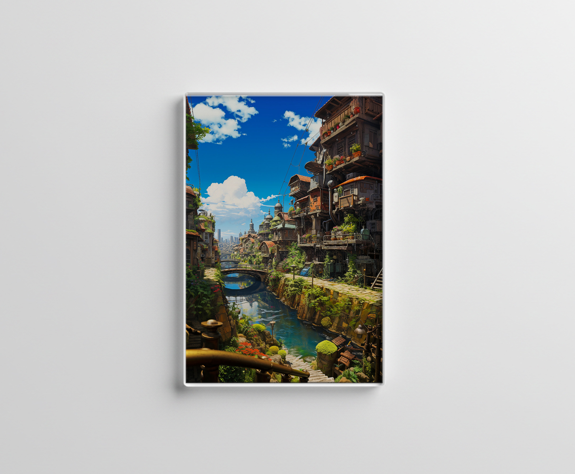 raxxa Glas-Magnet: Verwunschene Gasse am Wasserkanal - Anime Steampunk