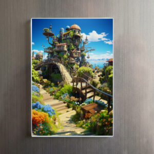 raxxa Glas-Magnet: Turm der tausend Gärten - Anime Steampunk