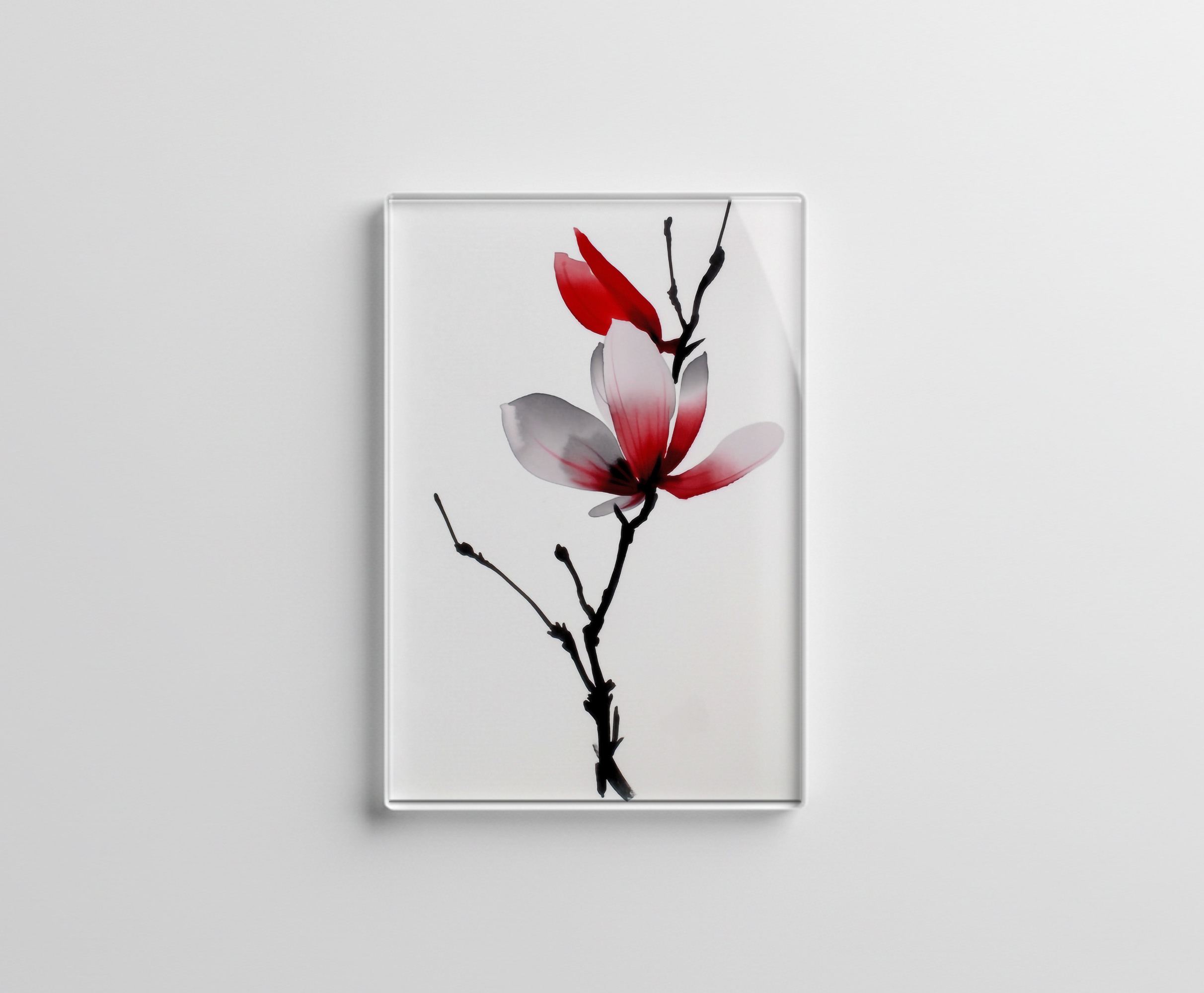 raxxa Glas-Magnet: Japanische Sumi-e Magnolie