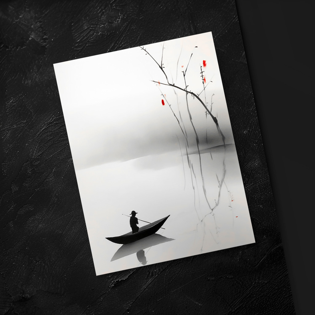 raxxa Postkarte: Boot in ruhigem See