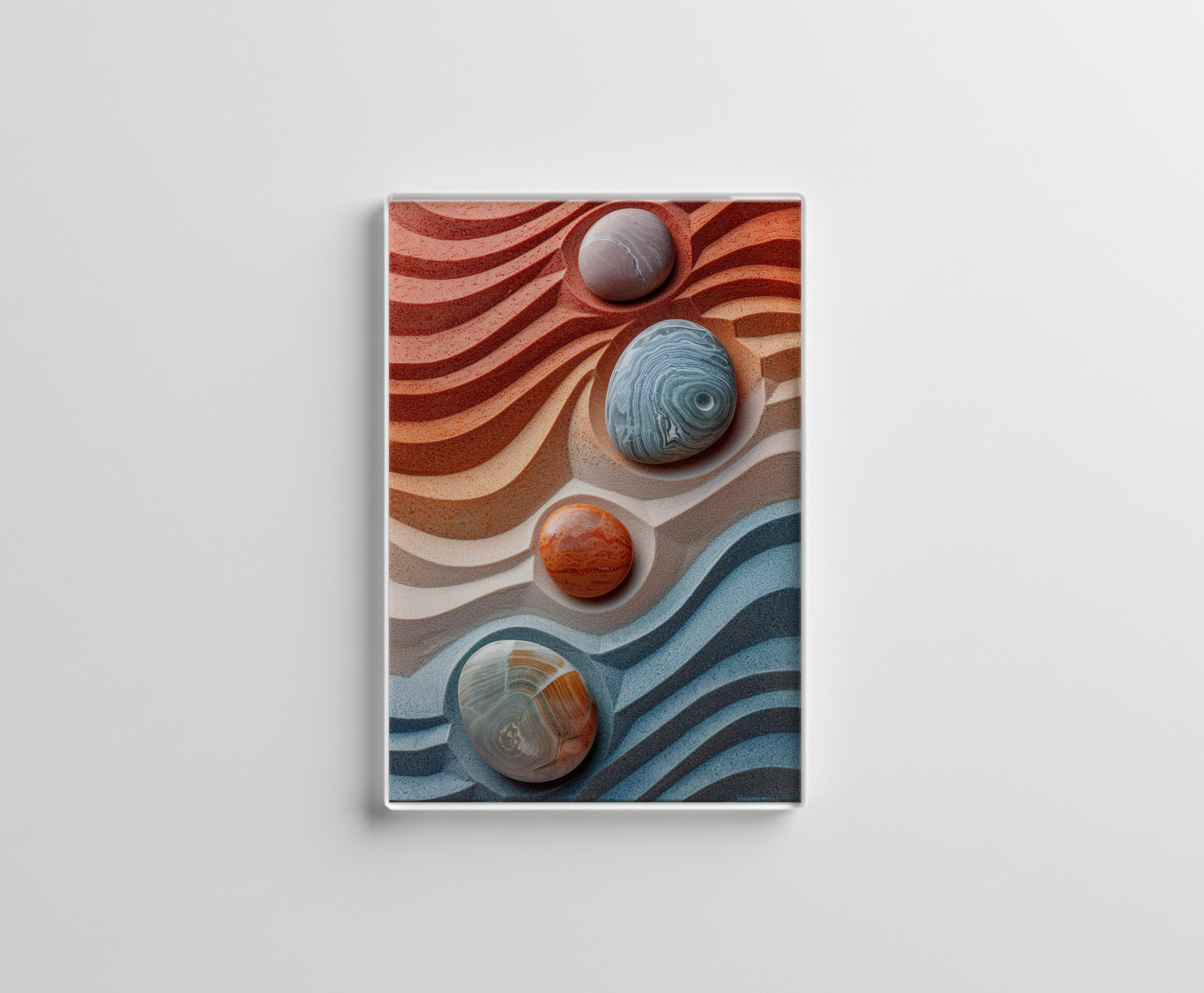 raxxa Glas-Magnet: Bunte Zen-Steine im Sandmuster