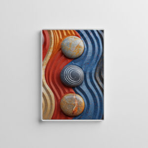 raxxa Glas-Magnet: Bunte Zen-Steine im Sandmuster II