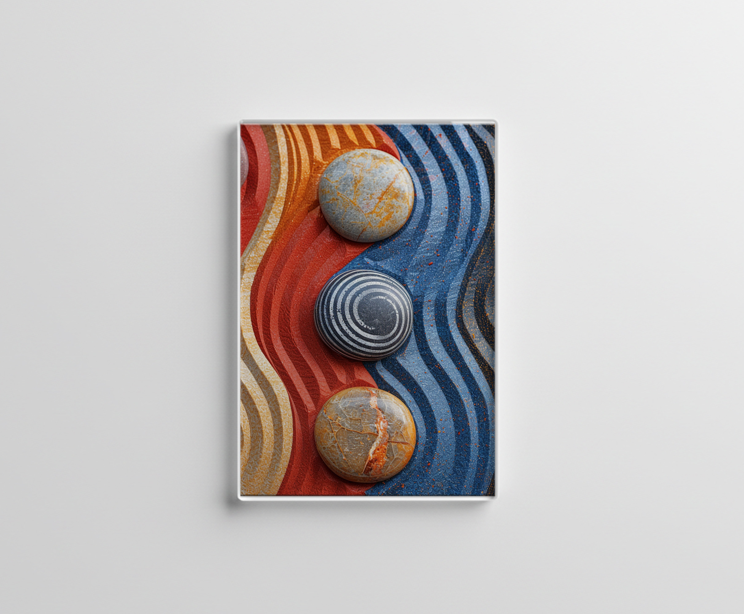 raxxa Glas-Magnet: Bunte Zen-Steine im Sandmuster II