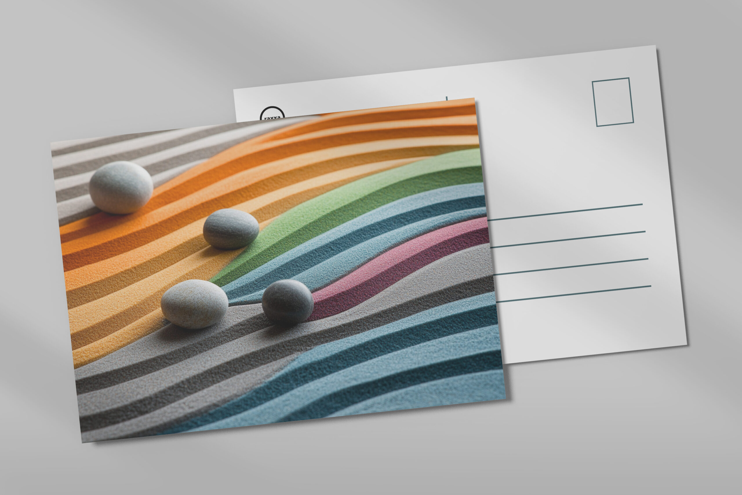 raxxa Postkarte: Zen Steine mit buntem Sand